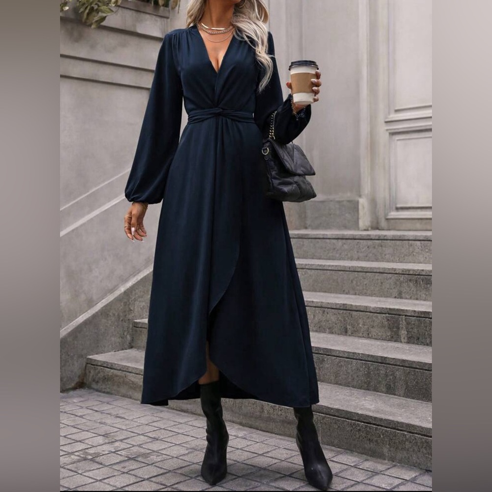 Navy blue midi dress